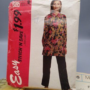 Vintage Sewing PATTERN McCalls 6095, Womens Stitch N Save 1992 Blouse and Pants